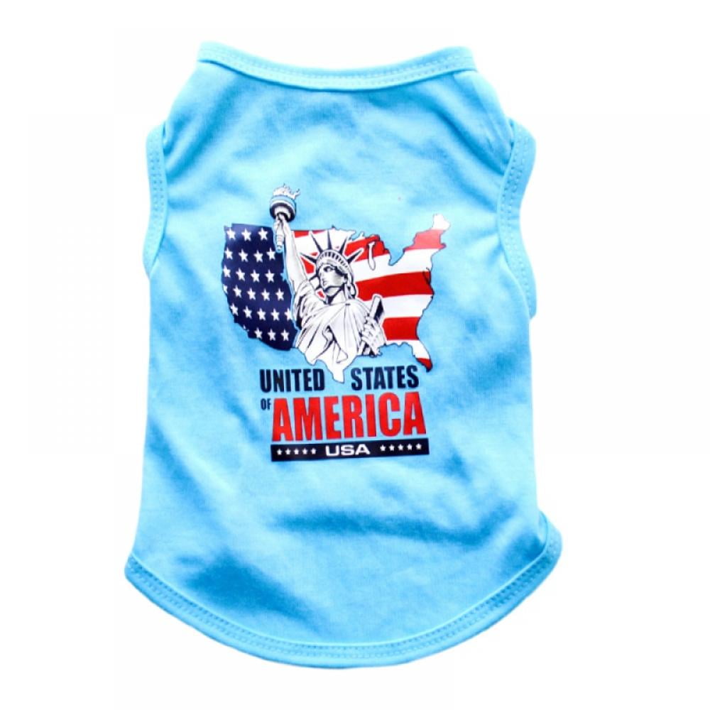 4th of July Patriotic Puppy Clothes for Chihuahua Teacup Independence Day Dog Clothes Pet Clothing Outfit American Flag Stripes Pattren Holiday Dog Shirt for Small Dogs 