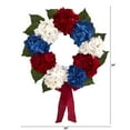 thumbnail image 3 of Nearly Natural 24" Red, White and Blue Hydrangea Floral Plastic Artificial Wreath (Assorted Colors), 3 of 4