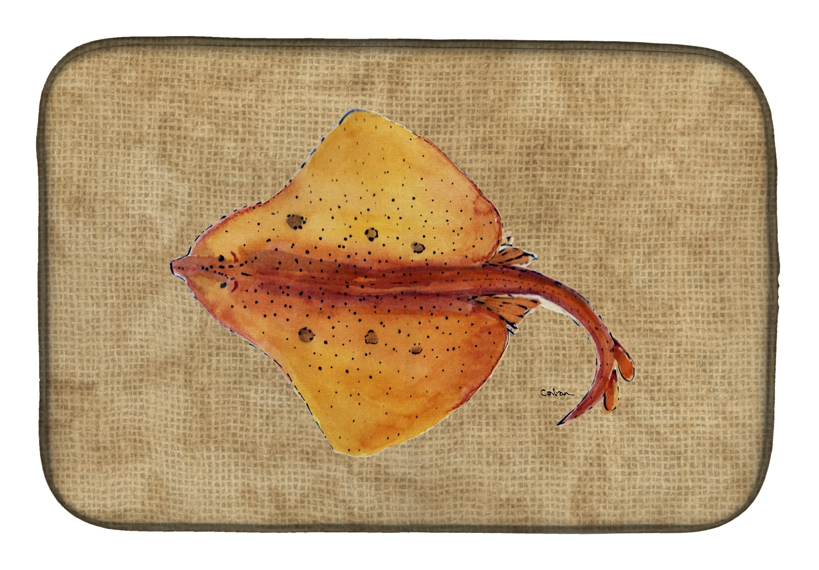 Caroline's Treasures Blonde Ray Stingray Dish Drying Mat