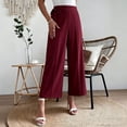 thumbnail image 4 of Cmfcve Women's Plus Size Elegant Side Tie Waist Work Office Trousers High Waisted Wide Leg Pants Business Casual Straight Leg Pants, 4 of 5