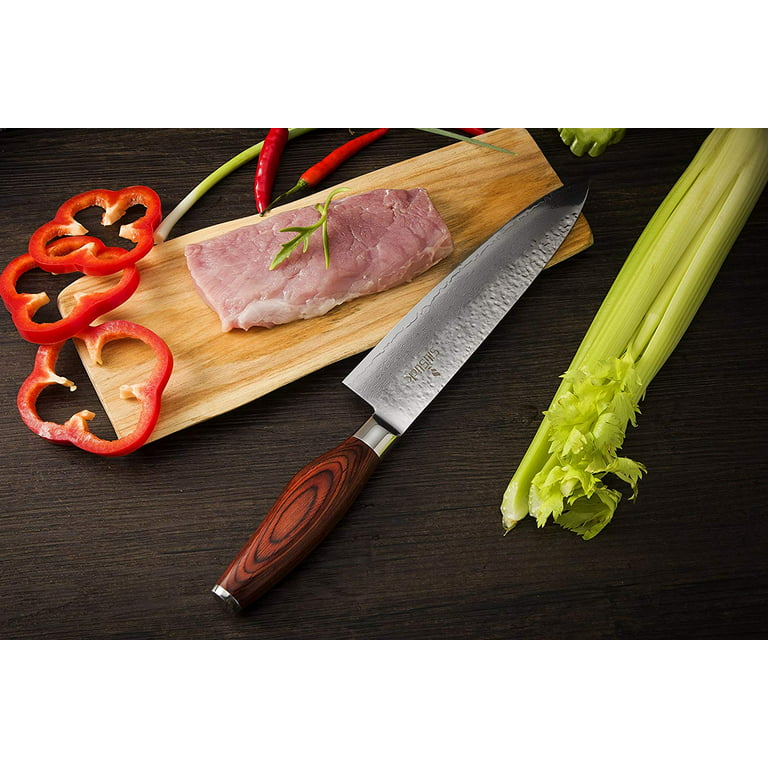 Damascus Kitchen Knife, 8 Inch Chef Knife Professional Chopping Knife for  Vegetables and All Purpose Chefs Knife with Non-slip Wood Ergonomic Handle