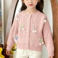 thumbnail image 1 of Cowsor Girls Floral Cardigan Sweaters Button Down Sweater Jacket Knitted Warm Winter Coats for Kids, 1 of 7
