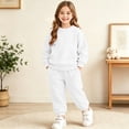 thumbnail image 6 of Eltusu Girls Outfit Sets Two Pieces, Elaastic Waistband Long Sleeve Sports Sweatshirts and Joggers Sets White Size 10-11 T, 6 of 8