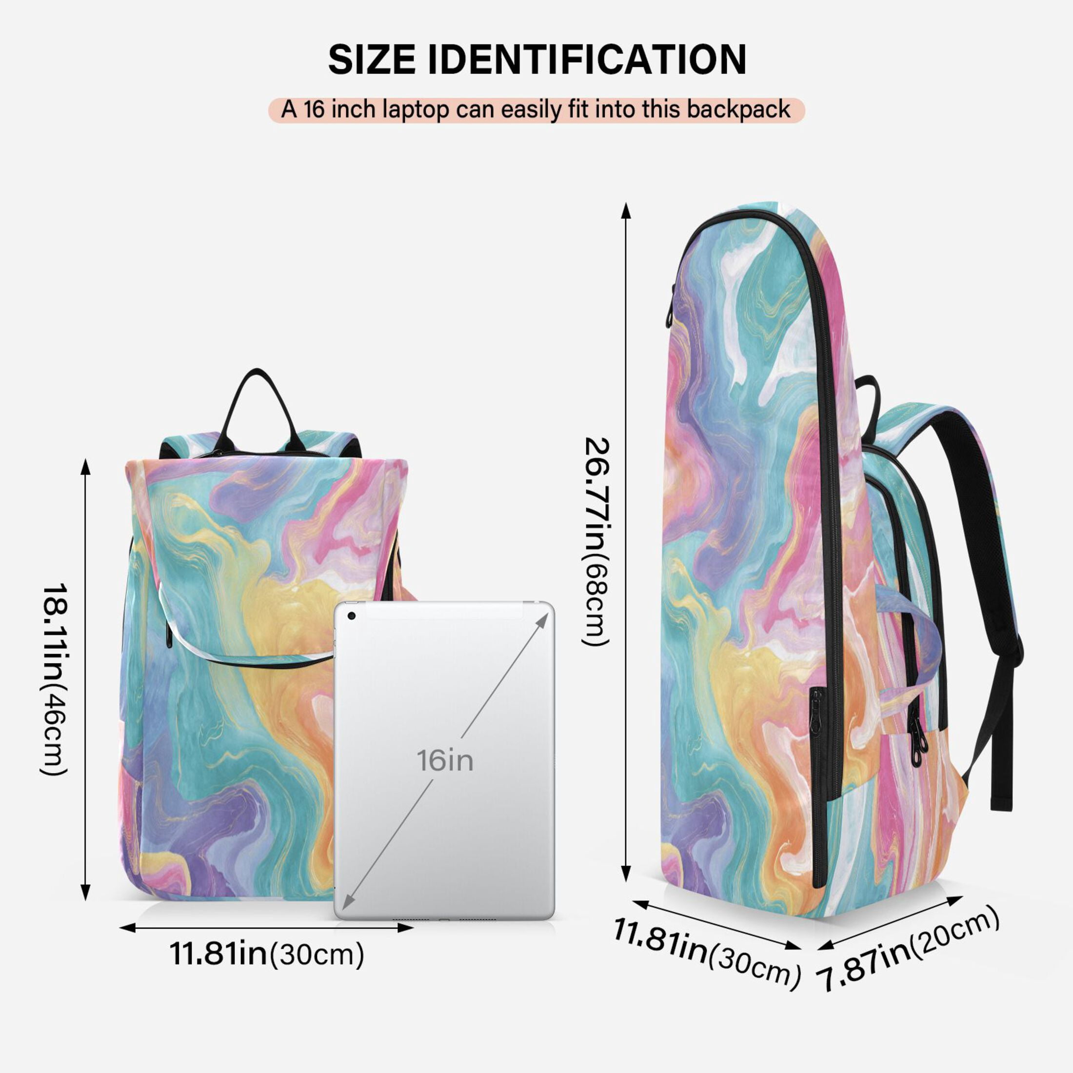 2 Racquet Holder Tennis Backpack Tennis Racket Covers Gym Bags Rainbow-colored Twists