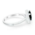 thumbnail image 2 of Halo Princess Cut Wedding Ring Black CZ 925 Sterling Silver Size 6, 2 of 7