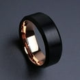 thumbnail image 2 of Wedding Rings For Men. 8mm Black Tungsten Wedding Band w/ Rose Gold Inside, 2 of 3