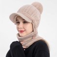 thumbnail image 5 of Diufon Women's Pattern Knitted Hat Winter Warm Brim Beanie Hats with Flap Thickened Button Outdoor Ski Cap, 5 of 7