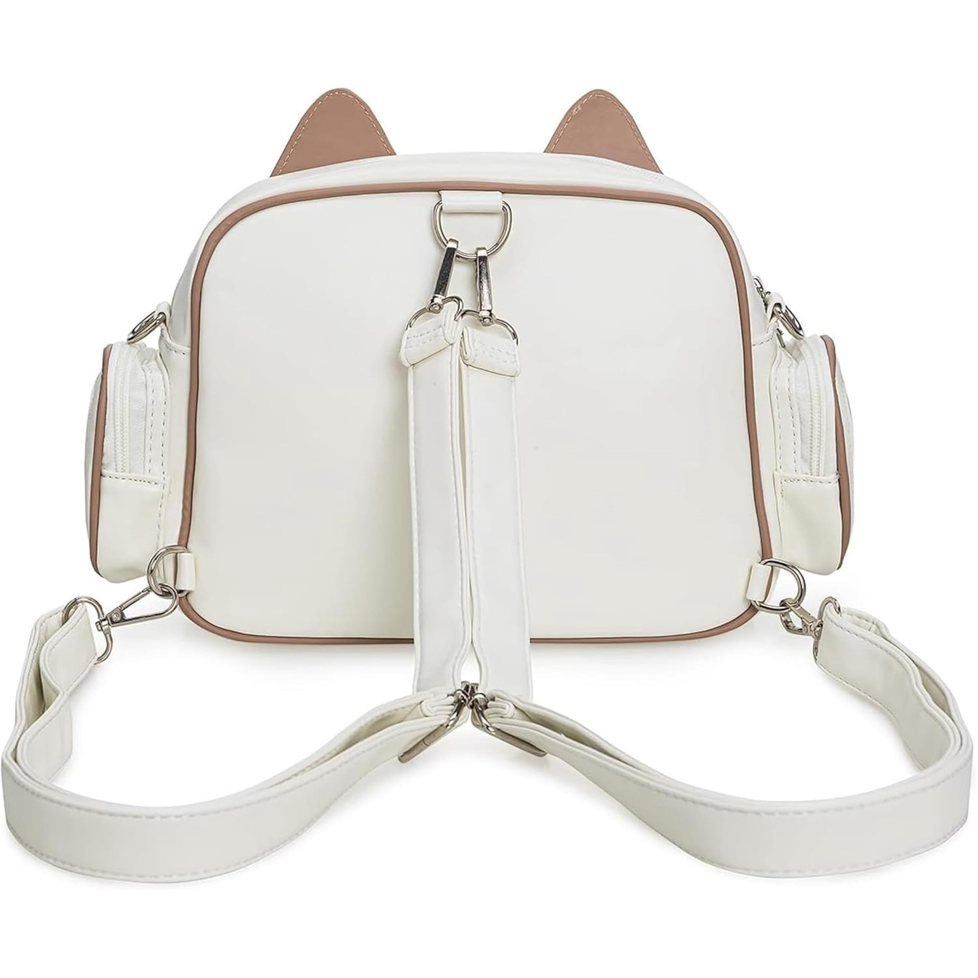 SQDWYGUO Kawaii Ita Bag Backpack with Insert Cute Cat Crossbody Shoulder Bag Big Capacity Japanese Pin Display Bag,White,outdoor
