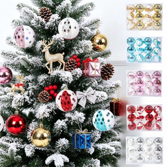 Christmas Ornaments Ball 12PC/6cm Electroplated Painted Christmas Ball Set
