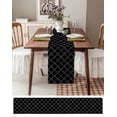 thumbnail image 3 of Table Runner Dresser Scarves 108 Inch Long,Minimalist White Lattice Texture on Black Linen Dining Table Runners Arrow Stripe and Checker Tabletop Scarf for Wedding Holiday Party Kitchen, 3 of 9
