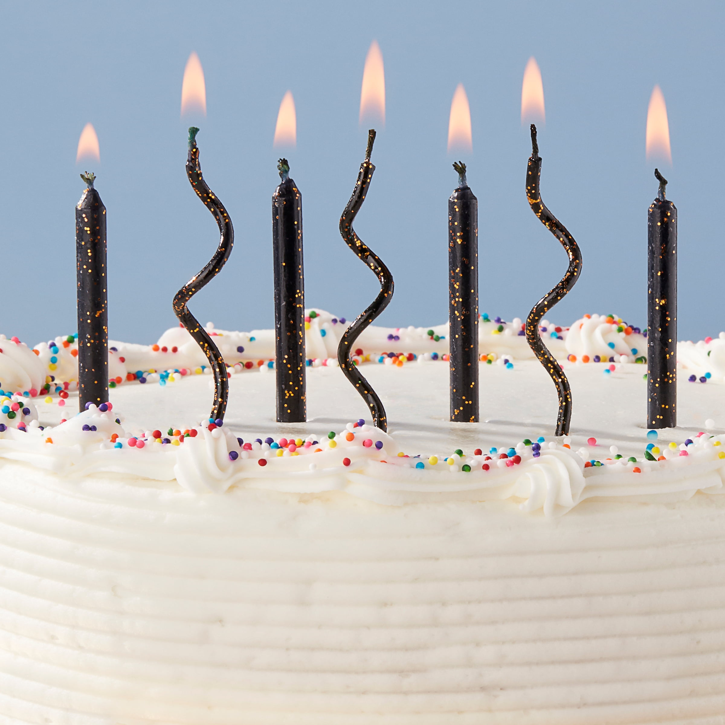 (3 pack) Great Value Straight & Wavy Birthday Candles, Black & Gold, 16 Count