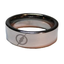DC Comics The Flash Lightening Bolt Logo Silver Stainless Steel Band Ring Size 13
