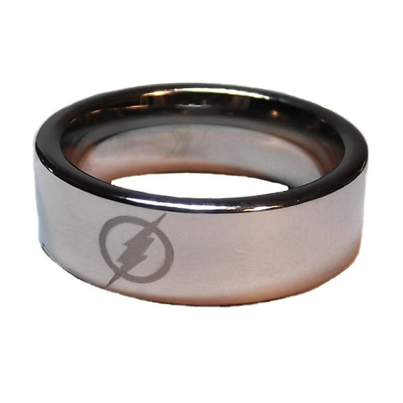 DC Comics The Flash Lightening Bolt Logo Silver Stainless Steel Band Ring Size 13