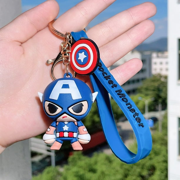 Vengadores dibujos animados capitán Spider Man llavero de silicona Ironman Hulk Deadpool muñeca llavero bolsa accesorios llavero de coche xuanjing unisex