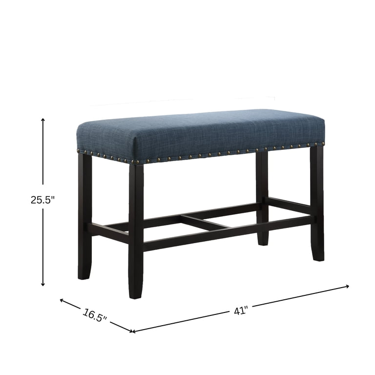 Roundhill Furniture Biony Counter Dining Bench, Blue photo 6