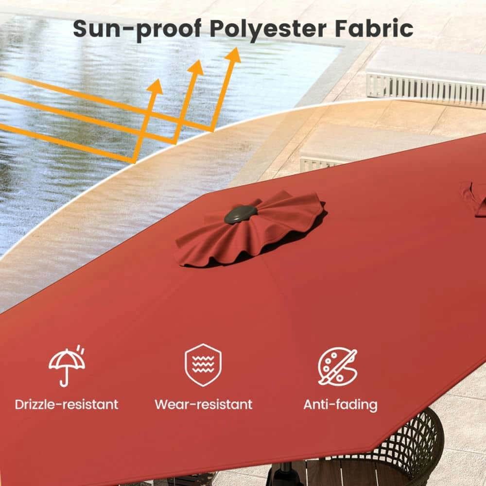 Yardi Yarda 7.5 Feet Outdoor Patio Heavy Duty Market Umbrella with Push Button Tilt, Outdoor Shade, Red