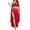 Red, variant on JSGEK Women One Shoulder Exotic Style 2 Piece Set Crop Top and Maxi Skirt Decorative Waist Belt Lingerie for Special Occasions Blue XL