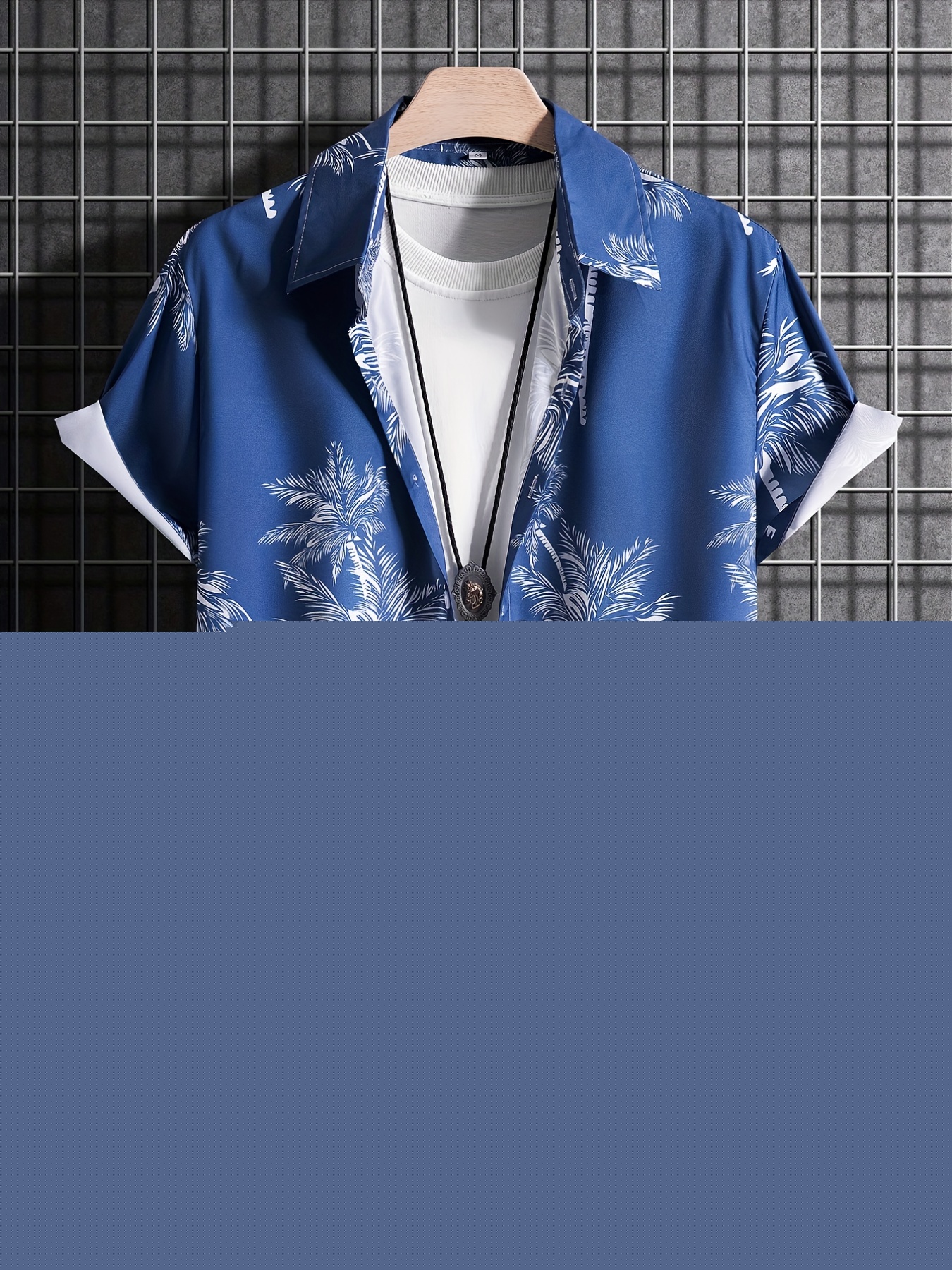 thumbnail image 3 of Camisa informal de manga corta con estampado de palmeras, camisa hawaiana para hombre para vacaciones de verano, ropa con botones y estampado de resort, 3 of 5
