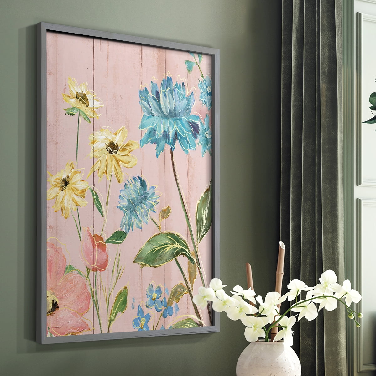 Wildflower Flutter IV Framed Print - Solid Wood in Single Picture Frame Solid Wood 2 Framed Print