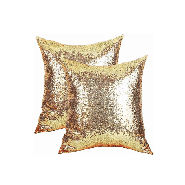 Fundas Para Cojines Con Lentejuelas 2pz Dorado