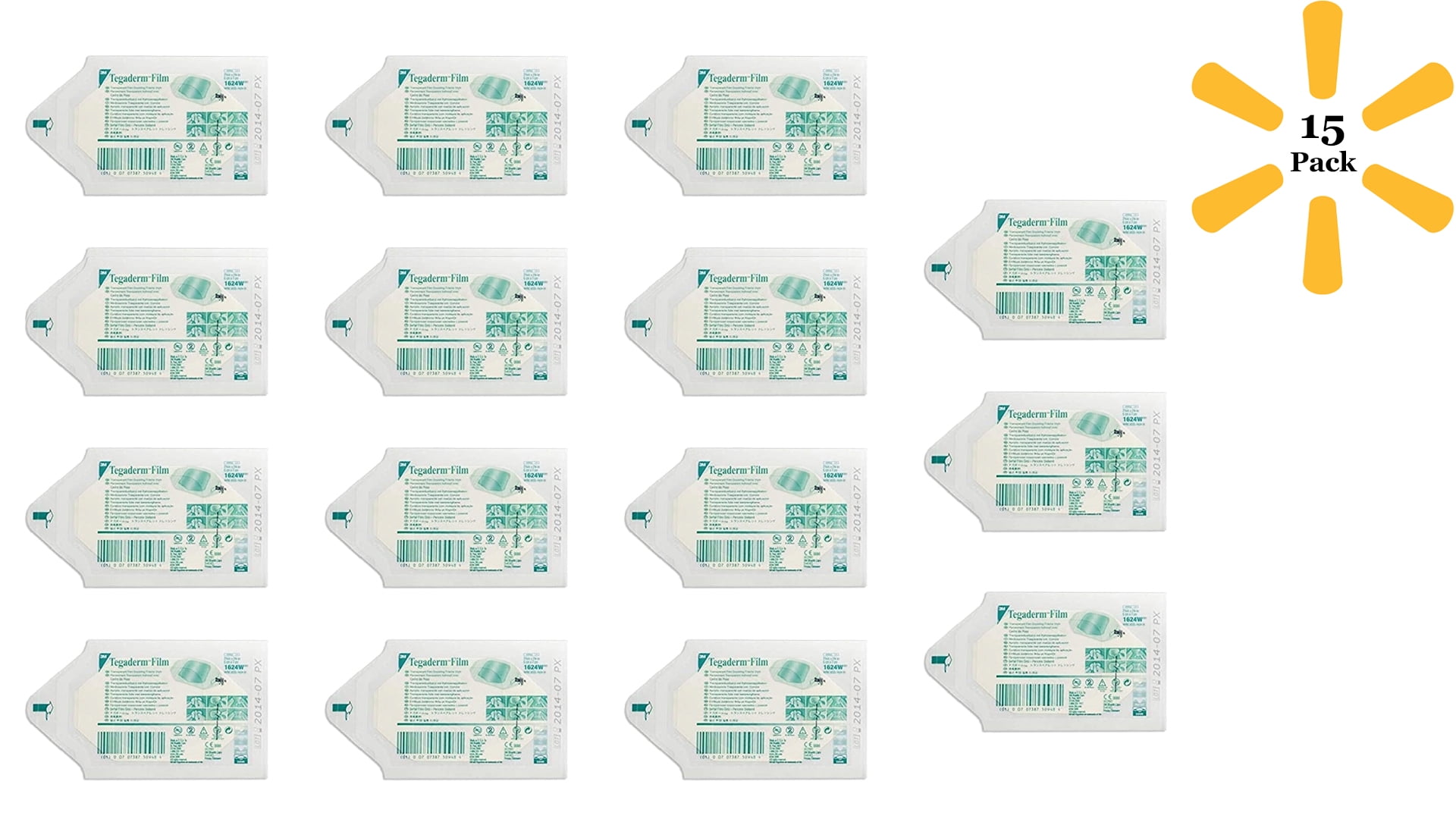 3M Tegaderm Transparent Film Dressing Rectangle 2-3/8 X 2-3/4 Inch Frame Style Delivery With Label Sterile, 15 Each - 1624W