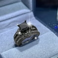 thumbnail image 1 of EGNMCR Black Zirconia Bridal Rhinestone Engagement, Full Diamond Zirconia Ladies Ring, 1 of 7