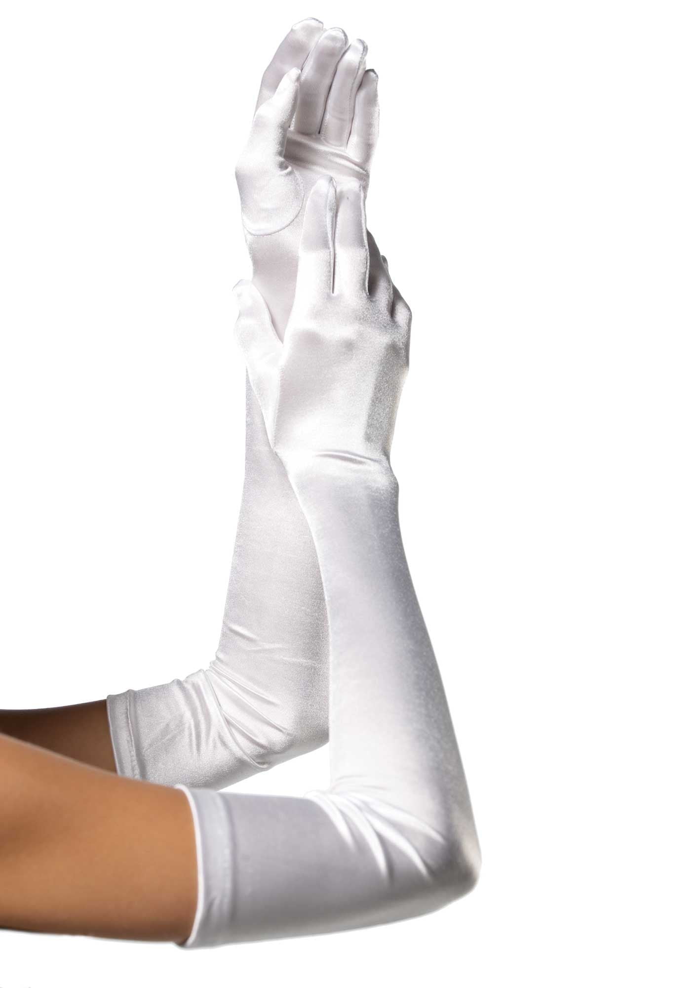 Long White Satin Gloves Long White Satin Gloves