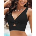 thumbnail image 2 of SMZ Bikini Tops for Women Cropped Tankini Tops Beach Padded Knot Twist Cut Out Adjustable Tank Swimwear Top Only, 2 of 5