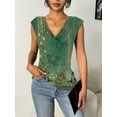 thumbnail image 4 of Zeagoo Womens Ruched Cowl Neck Tank Tops Sleeveless Stretch Blouse with Side Shirring, 4 of 5