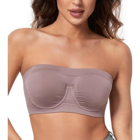 Exerin Women s Strapless Bra Non Padded Underwire Bandeau Minimizer MultiWay Plus Size Bras(Purple S)