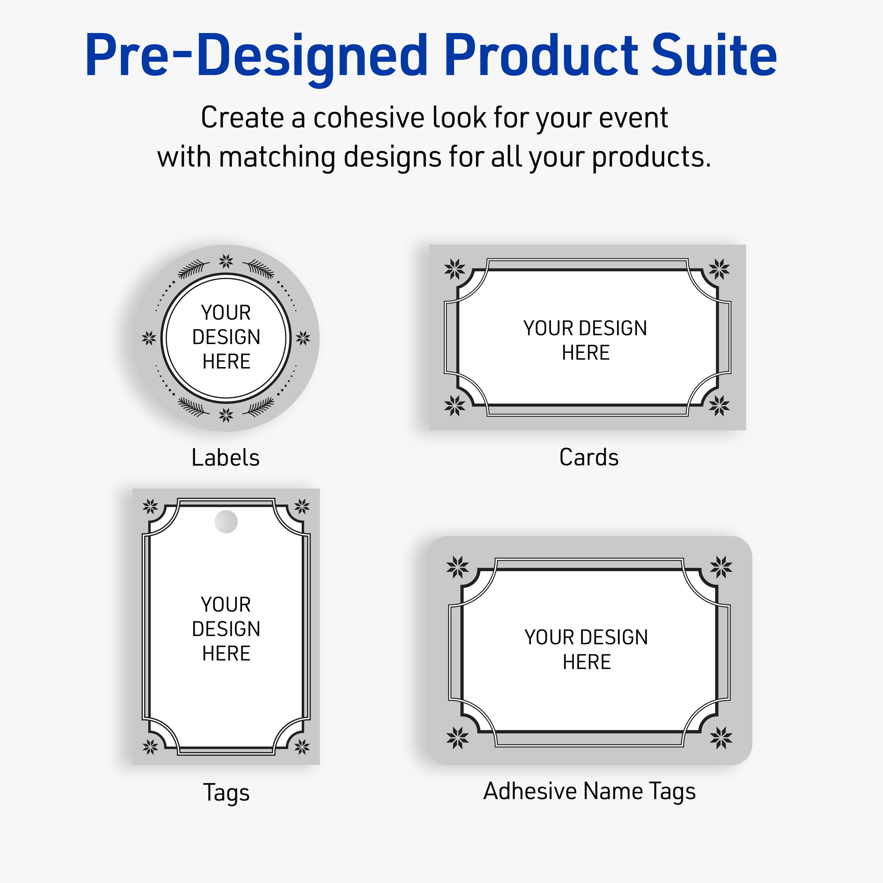 Avery Adhesive Name Tags, Matte White, Silver/Black Frame