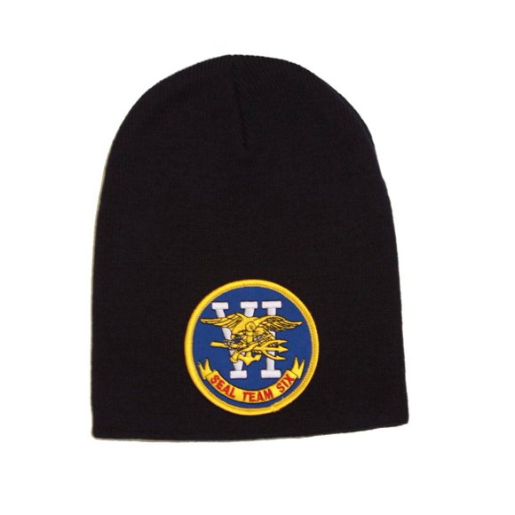 Delux Military 3D Patch Embroidery short Black Beanie US Navy Seal Team Six