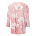 thumbnail image 5 of CYMMPU Spring Tunic Tops 3/4 Sleeve Blouses for Women Dressy Casual Loose Fit Flower Pattern Button up V Neck Fall Fashion Shirts Business Elegant Work Topss Pink XXXL, 5 of 7