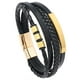 thumbnail image 1 of Pulsera de cuero multicapa personalizada, resistente y moderna, para amigos y familias. Hebilla de oro, 1 of 8