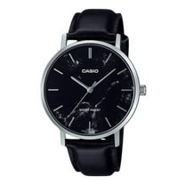 Casio MTP-VT01LM-1A Orologio Uomo Minimalista - Quadrante Nero Marmorizzato, Cinturino In Pelle