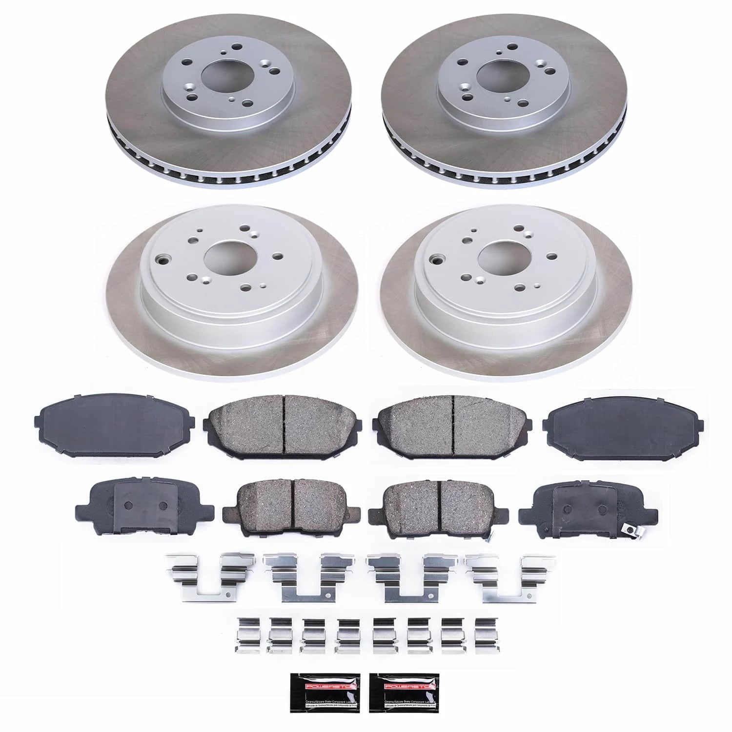 PowerStop Front and Rear Semi-Coated Rotor and Low-Dust Ceramic Brake Pad Kit SC2300