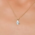 thumbnail image 3 of Gem Stone King 14K Yellow Gold White Created Sapphire Pendant Necklace for Women | 1.11 Cttw | Gemstone September Birthstone | Pear Shape 8X5MM | With 18 inch Chain, 3 of 6