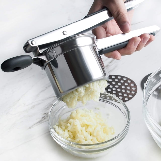 Prensa manual de frutas y verduras de acero inoxidable con 3 placas intercambiables para patatas