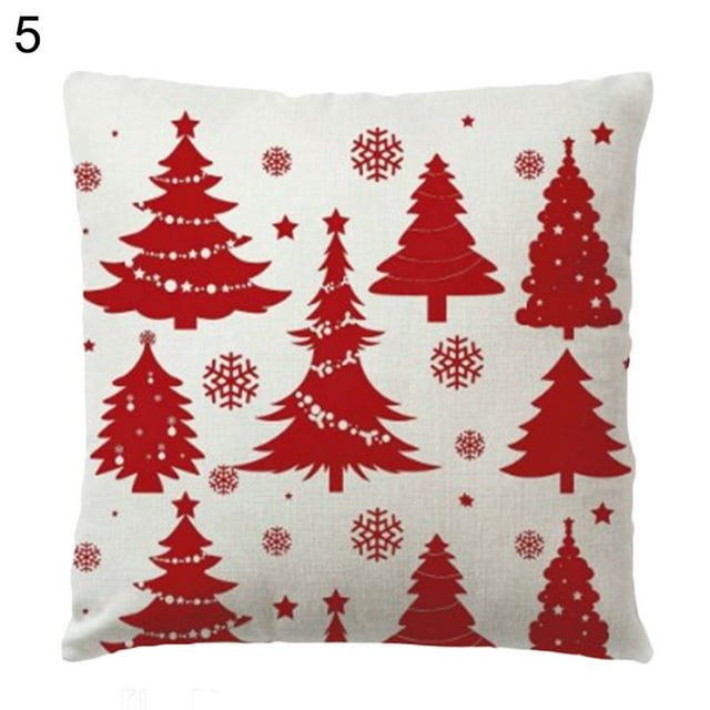 Merry Christmas Snowflake Tree Print Throw Pillow Cover Case Sofa Bed Car Decor