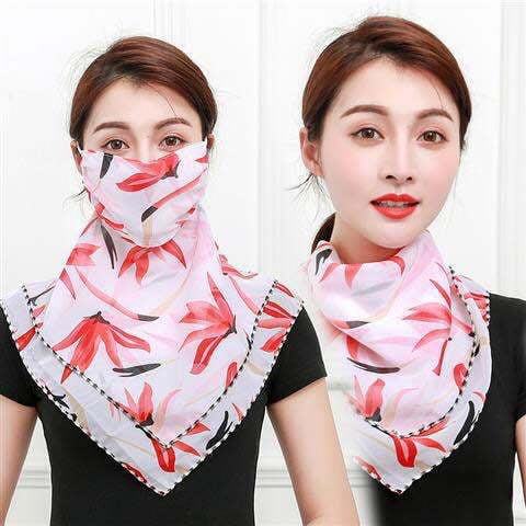 Sunscreen veil silk scarf hanging ear bib female neck neck scarf cover ...