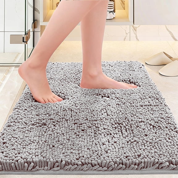 Super Absorbent Microfiber Mat for Mud Paws, Machine Washable & Quick Dry Chenille Pet Rug, Non Slip Pet Cleaner Mat for Indoor, Outdoor Entryway Rug, Light Gray, 31"X20"