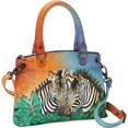 thumbnail image 5 of Anna by Anuschka Hand Painted Women’s Genuine Leather Small Satchel - Top Zip, Front pocket with Magnetic Button, Default Rope Handle and Detachable Adjustable Handle, 5 of 5