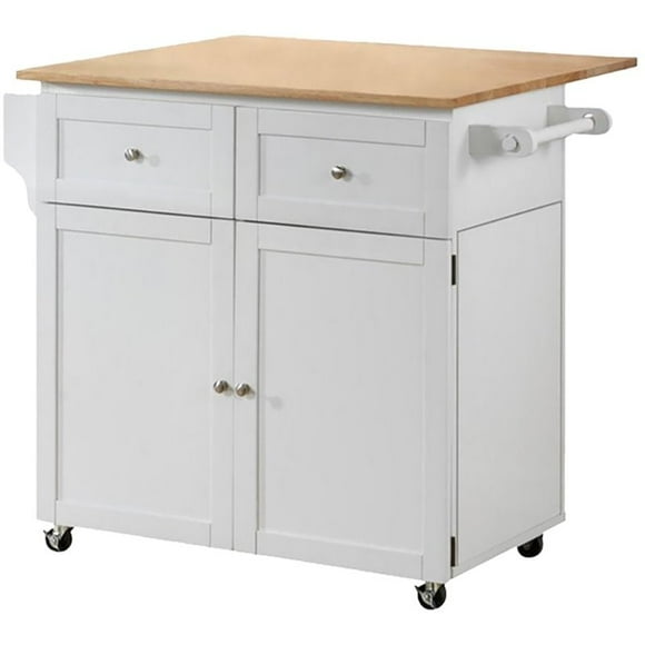 Coaster Jalen 3-Door Wood Kitchen Cart with Casters Natural Brown and White