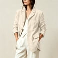 thumbnail image 2 of WAGUTH Women Vintage Faux Suede Blazer Jackets Notched Lapel Single Breasted Loose Casual Suit Coat With Pockets, 2 of 6