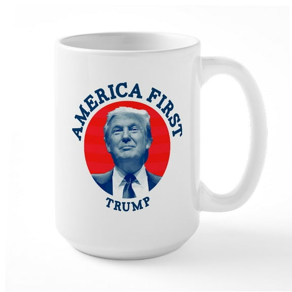 CafePress - America First Trump Large Mug - 15 oz Ceramic Large White Novelty Mug