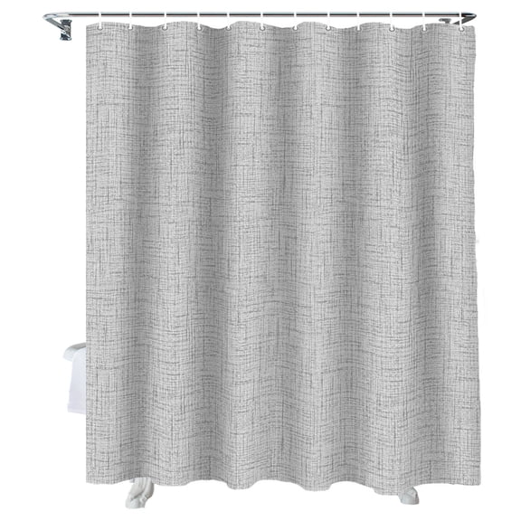Shower Curtain Grey Linen Texture Shower Curtains for Bathroom Bathtub, Waterproof Fabric Shower Curtain Set with Hooks, Small Stall Size 72" x 78" Grain Solid Color
