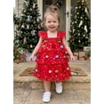 thumbnail image 5 of RUINIXCW Toddler Baby Girl Christmas Tree Dress Outfit Kids Girl Flying Sleeve Poms Decor Shinny Star Tutu Tulle Dress Little Girls Summer Fall Cake Smash Party Dress, 5 of 9