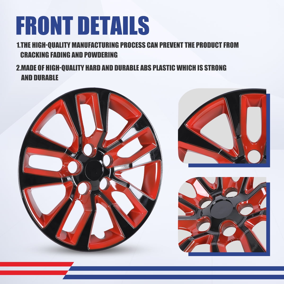(Set of 4) 16" Hubcap Wheel Rim Cover for Nissan Altima Sedan 2013 2014 2015 2016 2017 2018,Compatible with Steel Wheels,Snap on Hub Caps Replacement,PP Material,Black Lacquer & Red Lacquer