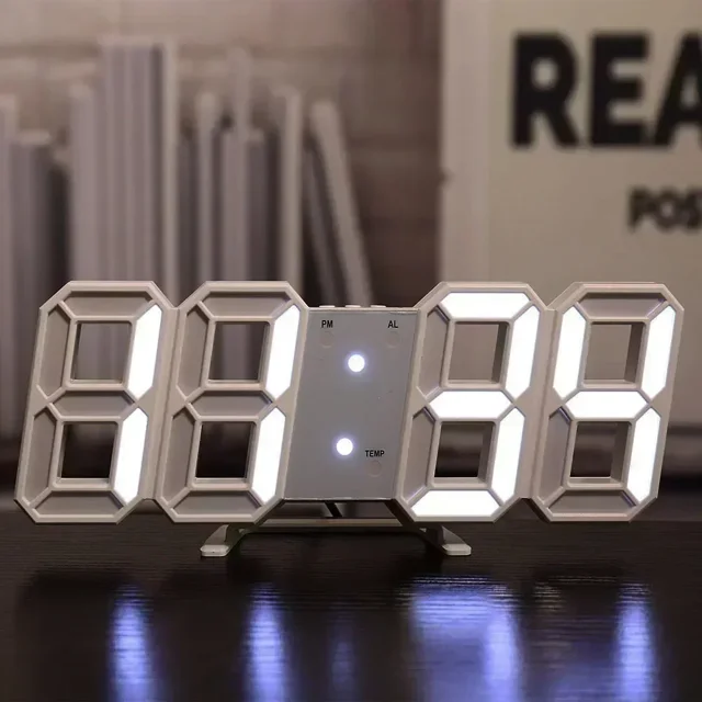 Reloj Digital LED 3D, decoración de pared, modo nocturno brillante, decoración para dormitorio, reloj electrónico ajustable, estética para habitación