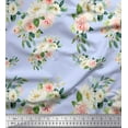 thumbnail image 1 of Soimoi Blue Rayon Fabric Leaves & Ranunculus Floral Printed Craft Fabric by the Yard 58 Inch Wide, 1 of 3